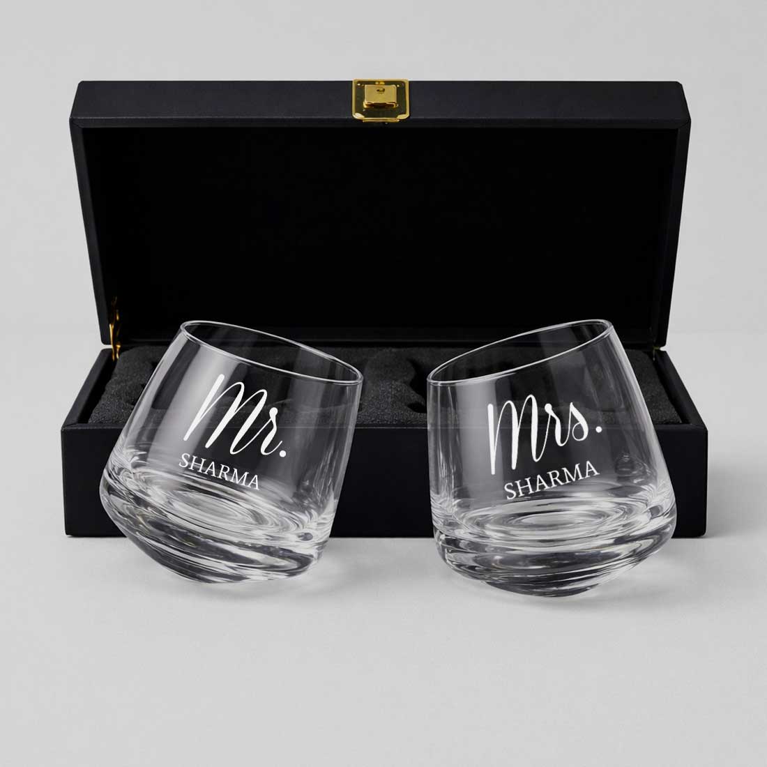 Customized Whiskey Glasses for Couple Set of 2–Engraved Scotch Glass with Gift Box - Image 3