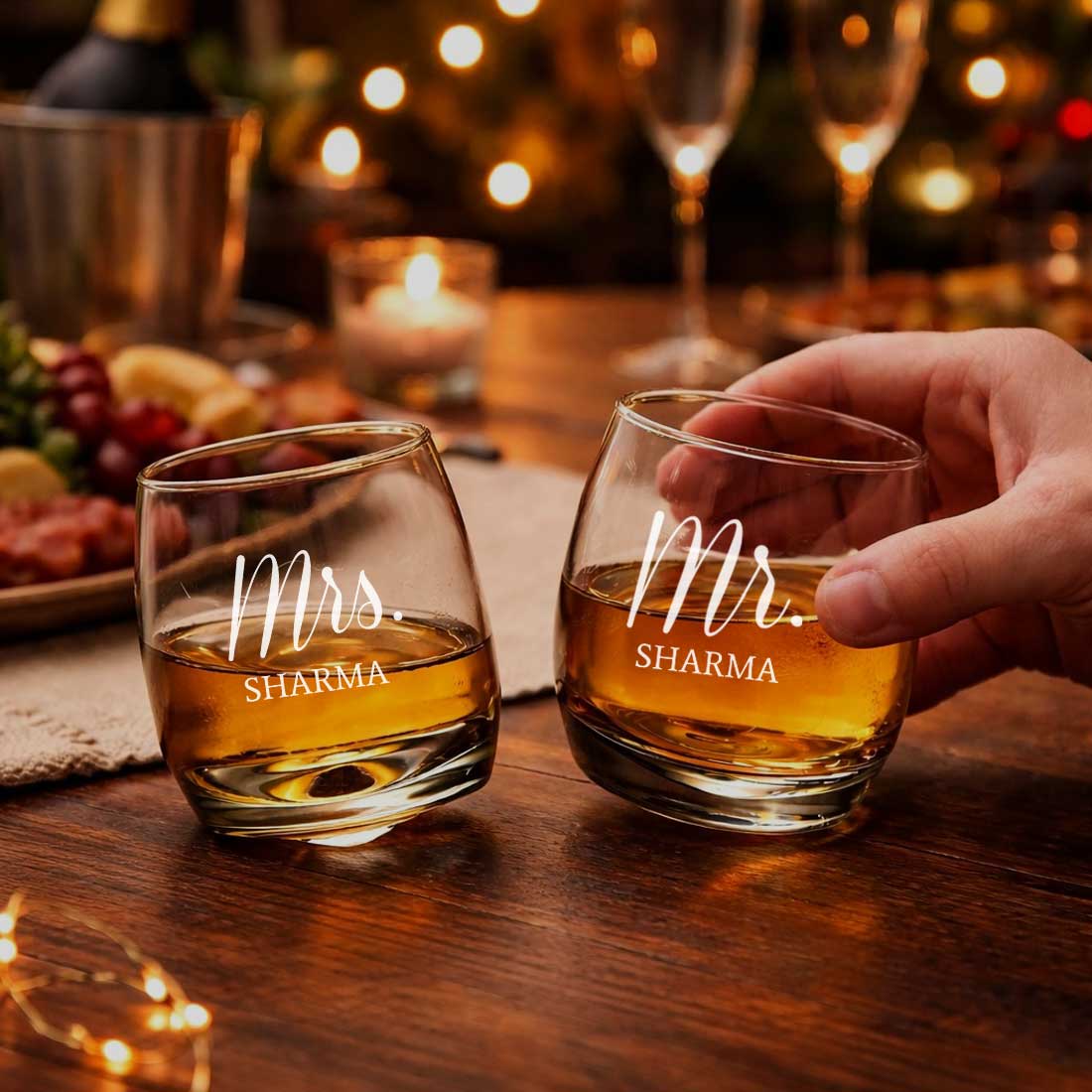Customized Whiskey Glasses for Couple Set of 2–Engraved Scotch Glass with Gift Box - Image 4