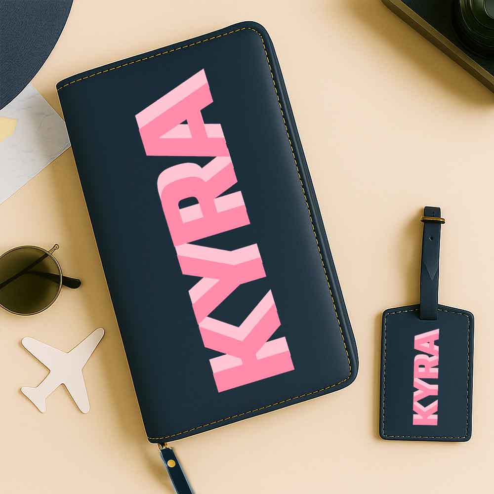 Customized Passport Case with Card Slots Faux Leather Travel Wallet & Luggage Tag Set - Image 11
