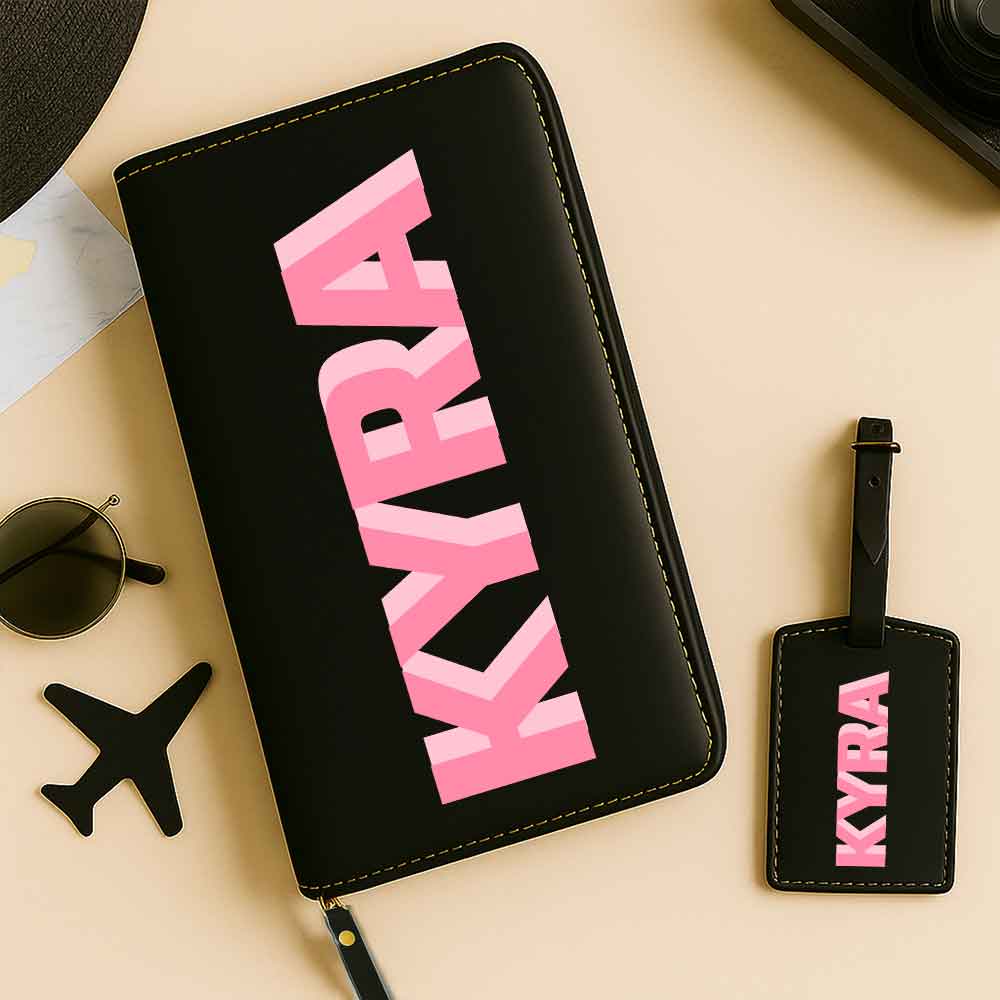 Customized Passport Case with Card Slots Faux Leather Travel Wallet & Luggage Tag Set - Image 12