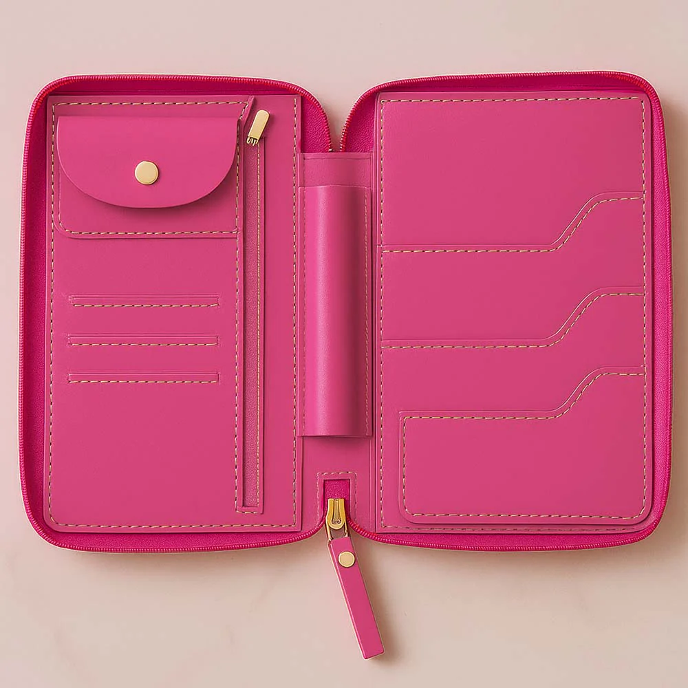 Customized Passport Case with Card Slots Faux Leather Travel Wallet & Luggage Tag Set - Image 13