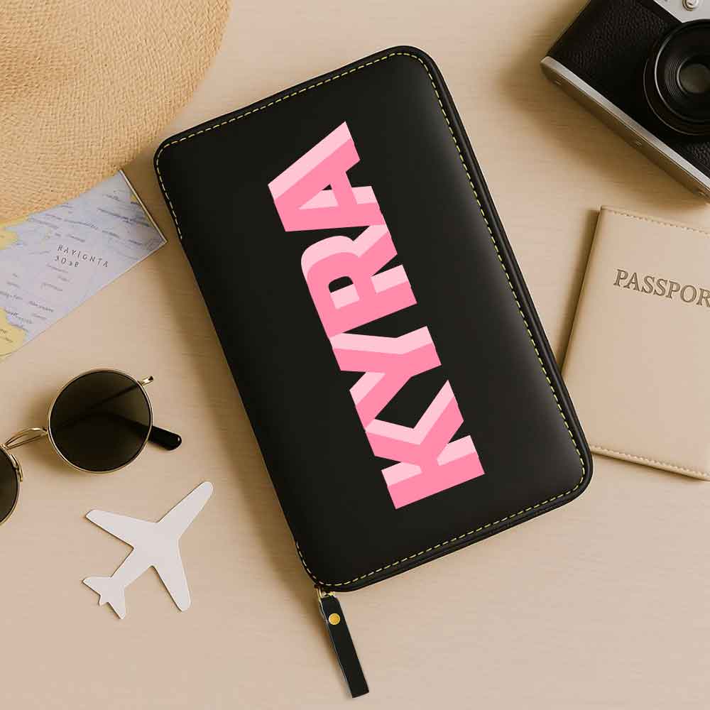 Customized Passport Case with Card Slots Faux Leather Travel Wallet & Luggage Tag Set - Image 4