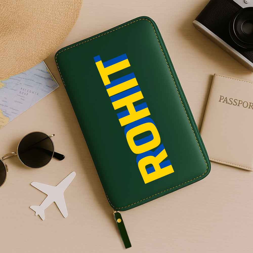 Customized Passport Case with Card Slots Faux Leather Travel Wallet & Luggage Tag Set - Image 8