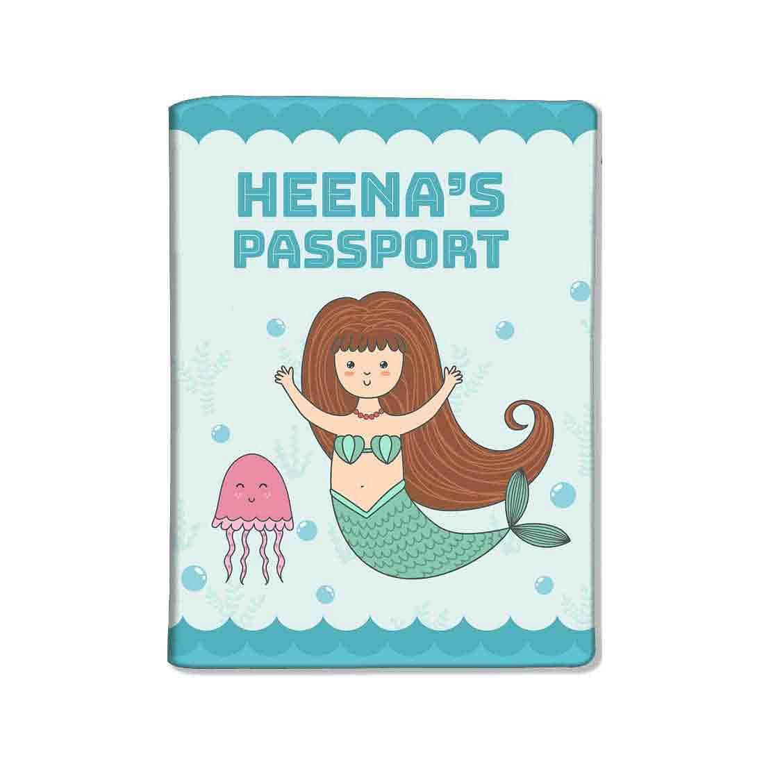 Cute Personalized Girl Passport Cover -Jellyfish Blue