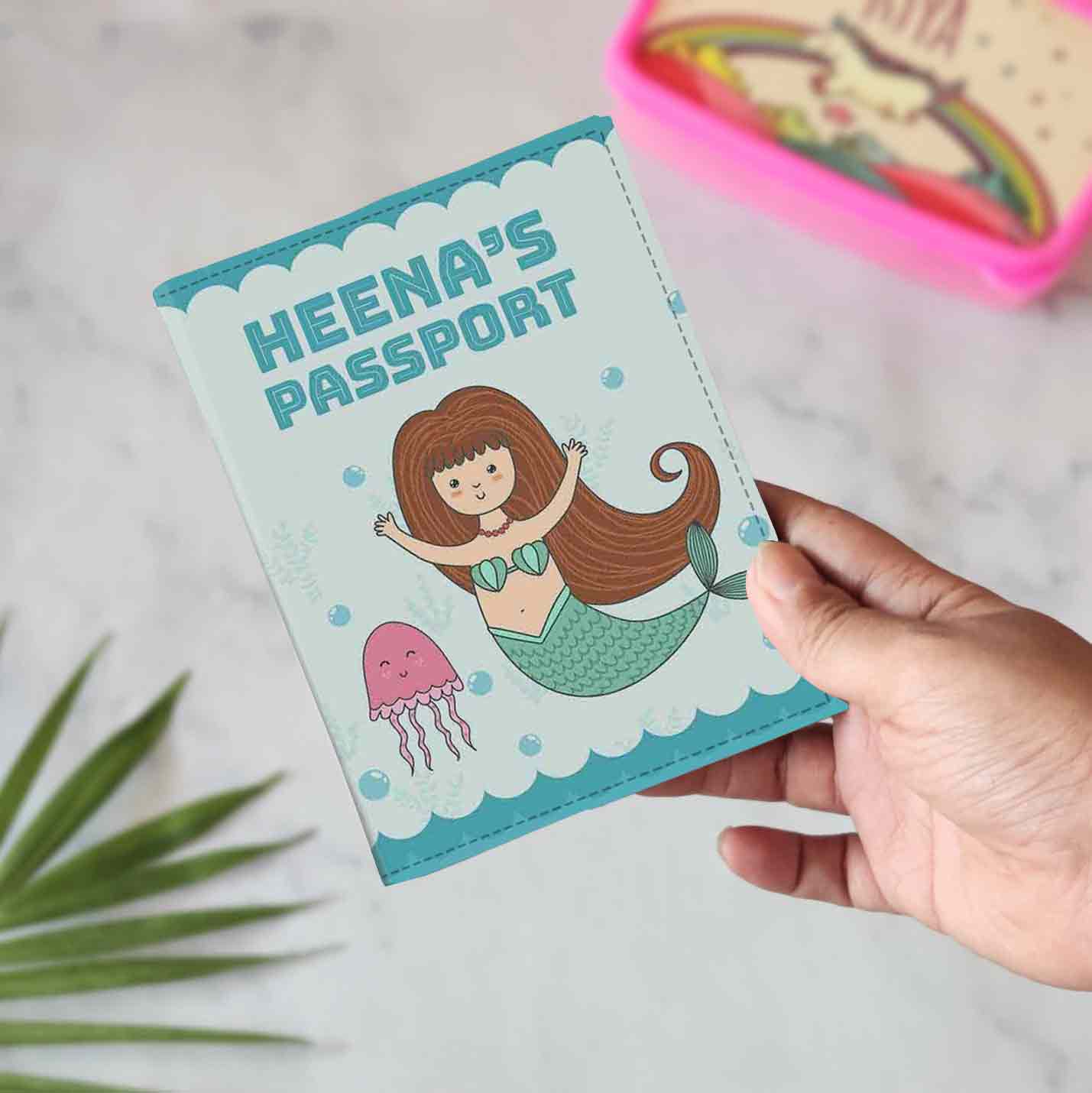 Cute Personalized Girl Passport Cover -Jellyfish Blue - Image 2