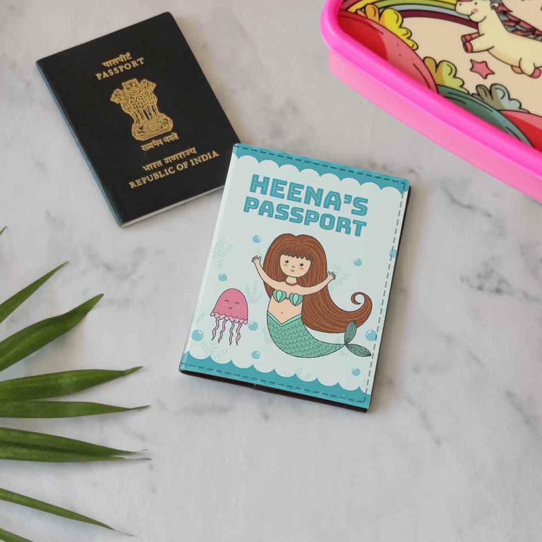 Cute Personalized Girl Passport Cover -Jellyfish Blue - Image 5