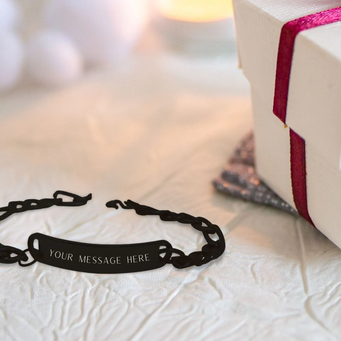 Customized Rakhi Stylish Metal Custom Bracelet-Black Rhodium/Gold Plated - Add Your Message - Image 10
