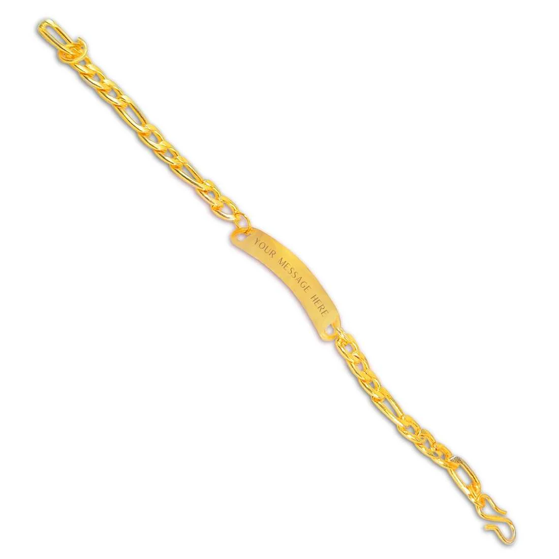 Customized Rakhi Stylish Metal Custom Bracelet-Black Rhodium/Gold Plated - Add Your Message - Image 5