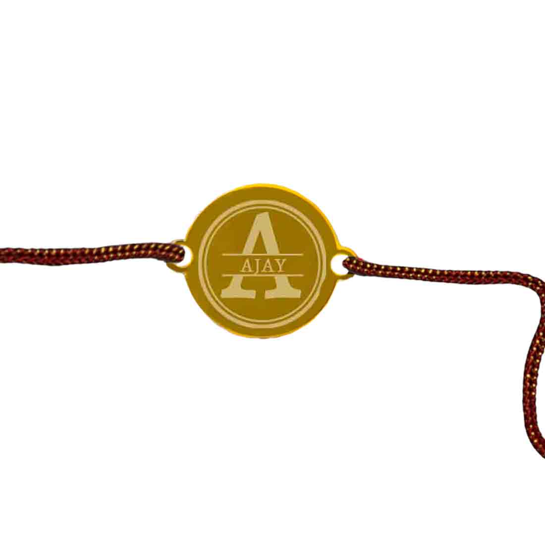 Customized Rakhi With Name For Your Brother - Stylish Custom Gold Acrylic Rakhis - Image 2