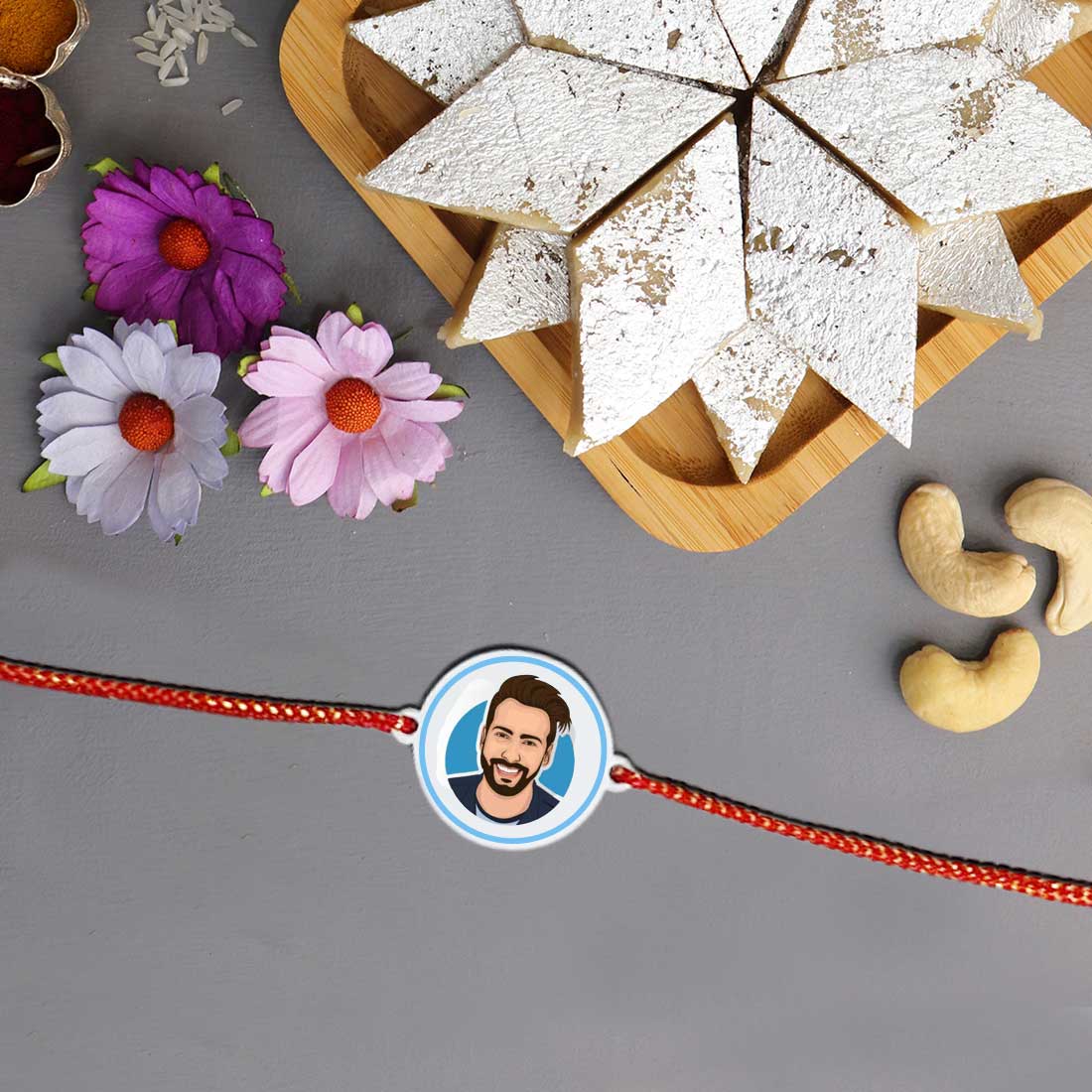 Customized Rakhi with Photo - Caricature Photo Rakhi for Kids - Image 2