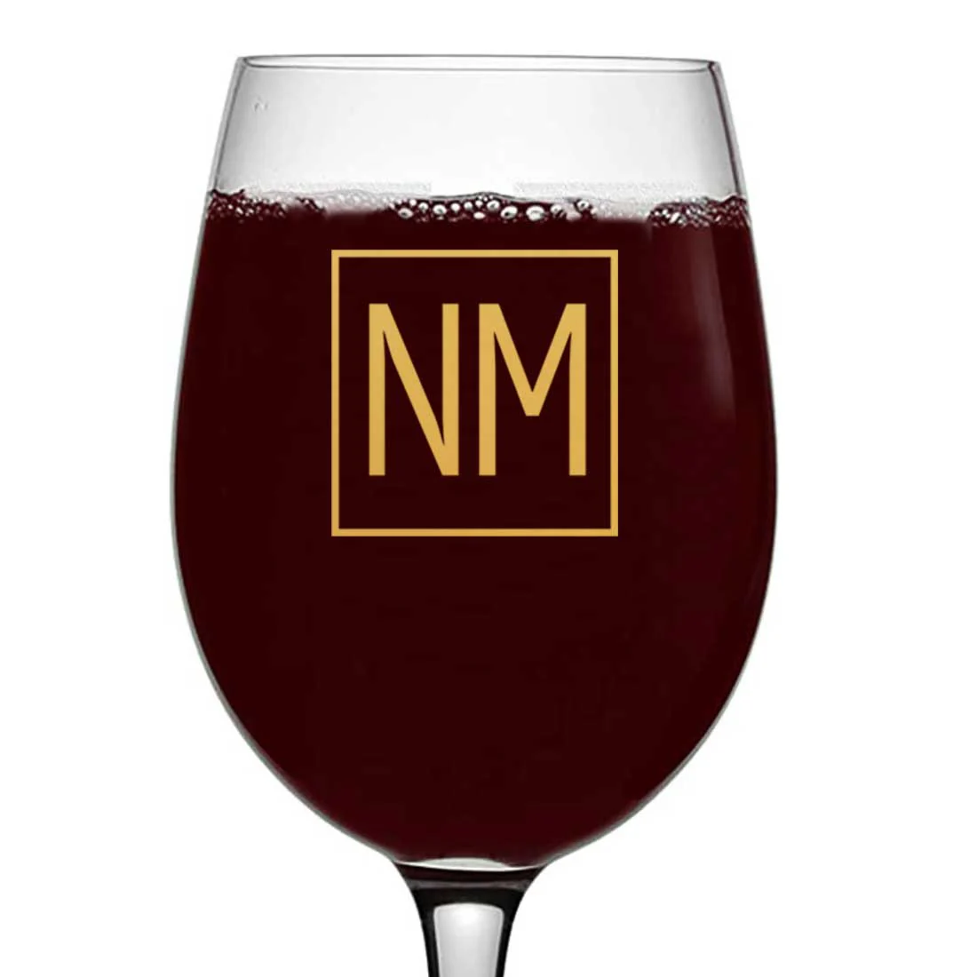 Customized Red Wine Glass Name Logo Initials Monogram - Square - Image 2