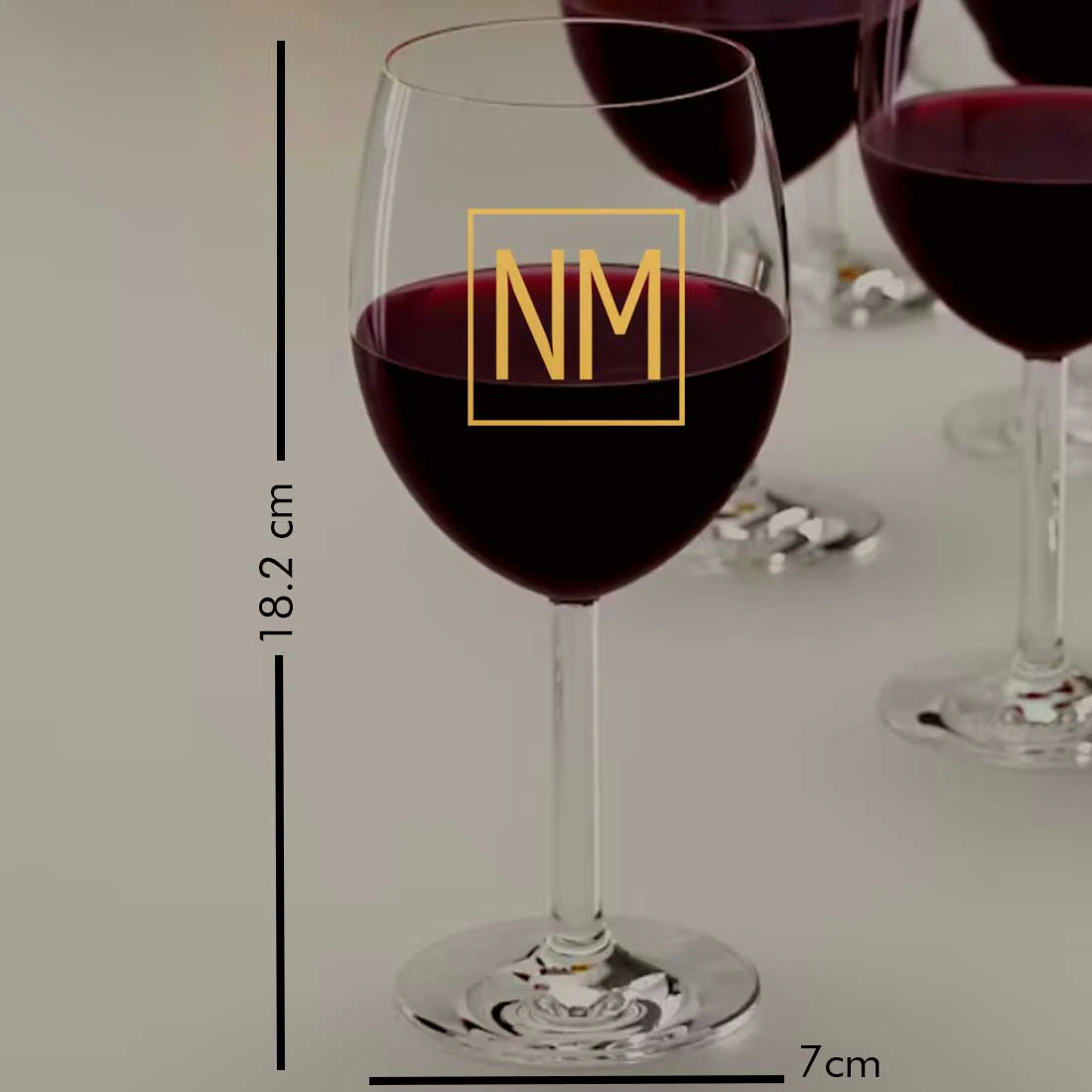 Customized Red Wine Glass Name Logo Initials Monogram - Square - Image 4