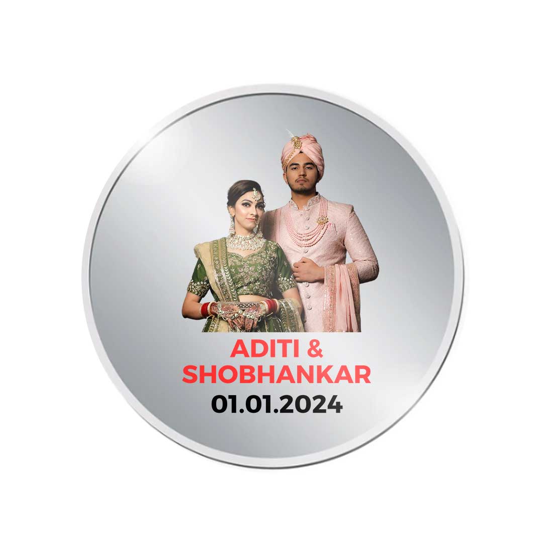 Customized Silver Coin Gift For Wedding Marriage 999.9 Purity 10 Grams - Image 3
