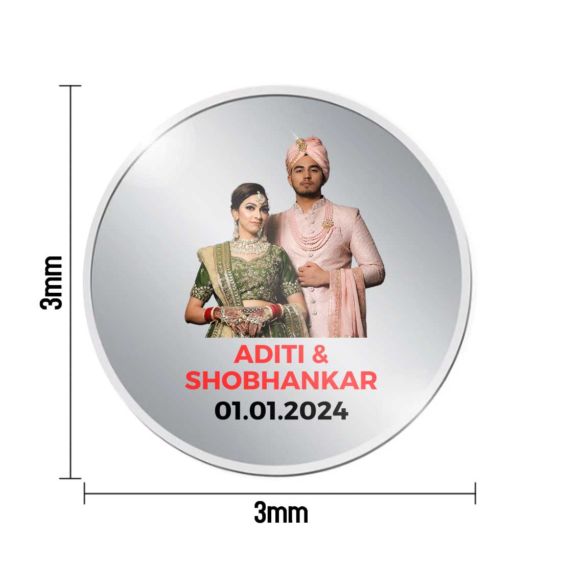 Customized Silver Coin Gift For Wedding Marriage 999.9 Purity 10 Grams - Image 5