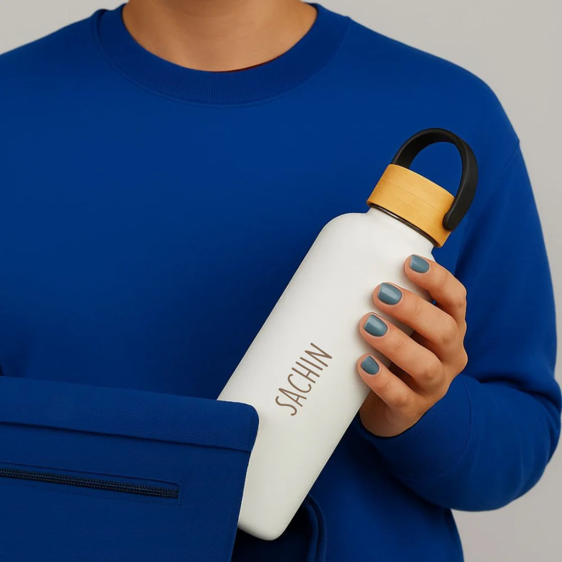 Customized Stainless Steel Water Bottle with Bamboo Lid 500ml – Eco-Friendly, Insulated, Leak-Proof - Image 3