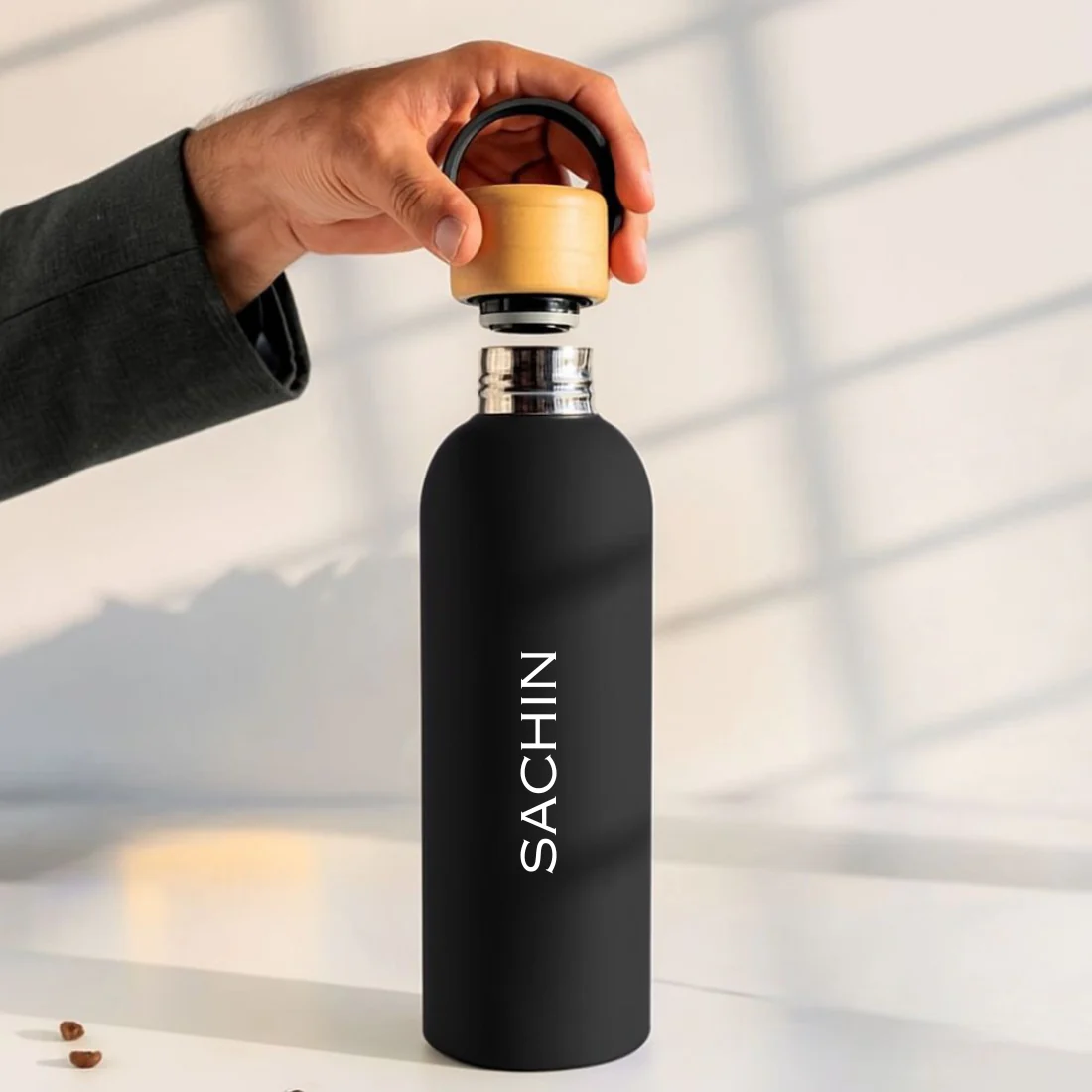 Customized Stainless Steel Water Bottle with Bamboo Lid 500ml – Eco-Friendly, Insulated, Leak-Proof - Image 5