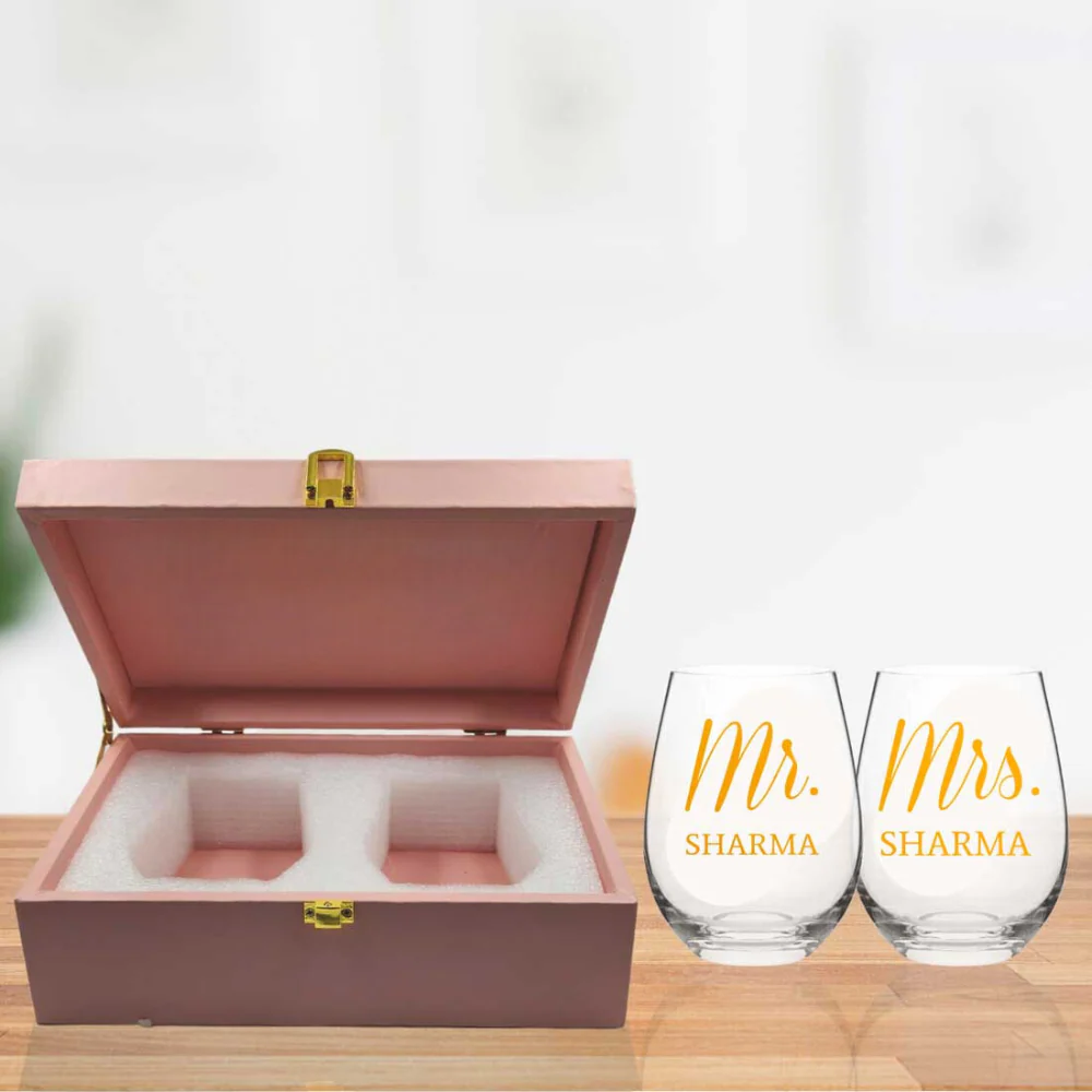 Classy Customized Stemless Wine Glass Set of 2 With Gift Box - Image 3