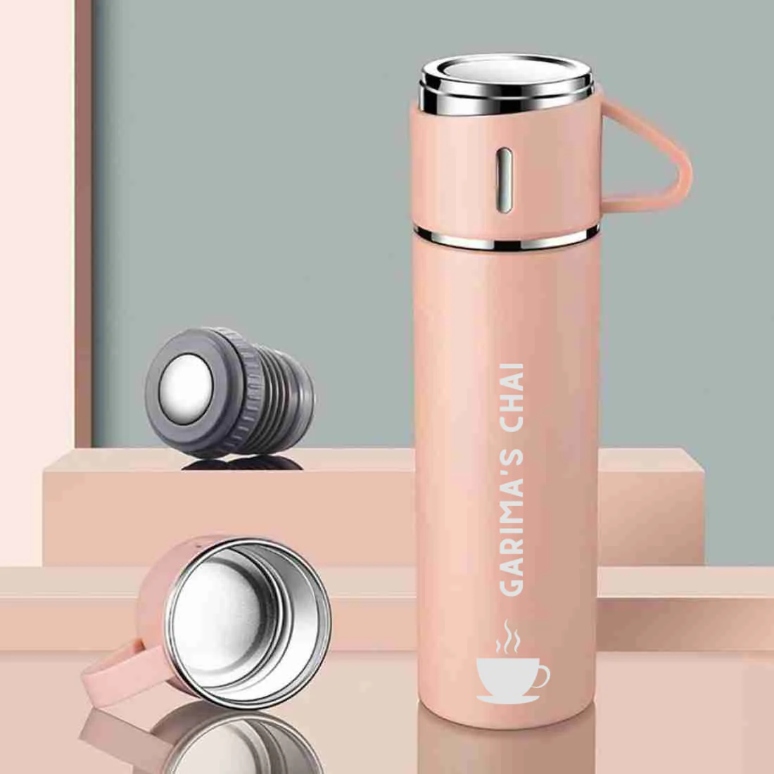 Customized Thermos Bottle With 2 Cups Gift Box Set - Add Name - Image 17