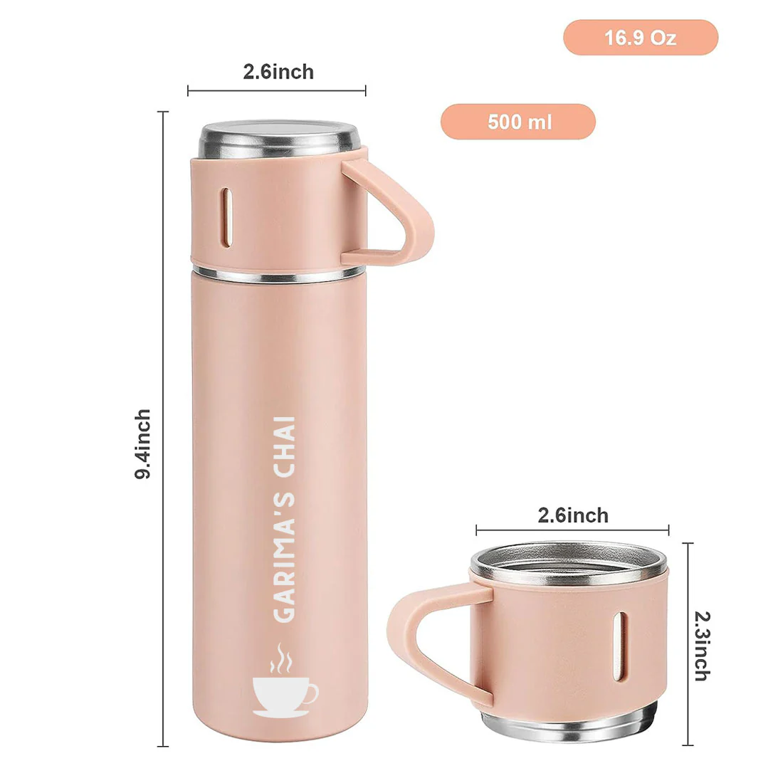 Customized Thermos Bottle With 2 Cups Gift Box Set - Add Name - Image 20