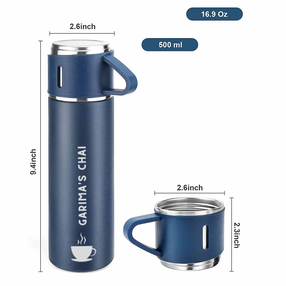 Customized Thermos Bottle With 2 Cups Gift Box Set - Add Name - Image 34