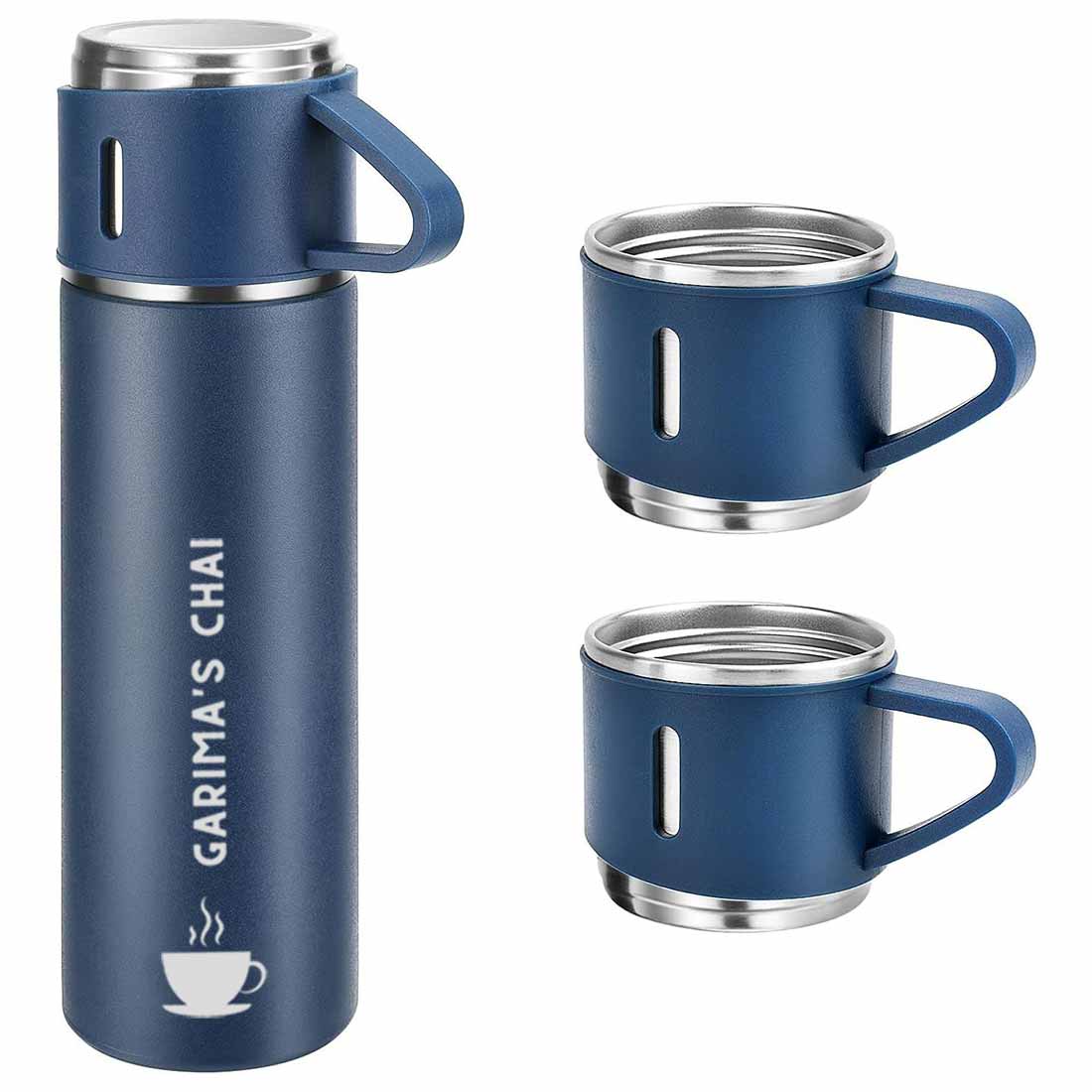 Customized Thermos Bottle With 2 Cups Gift Box Set - Add Name - Image 35