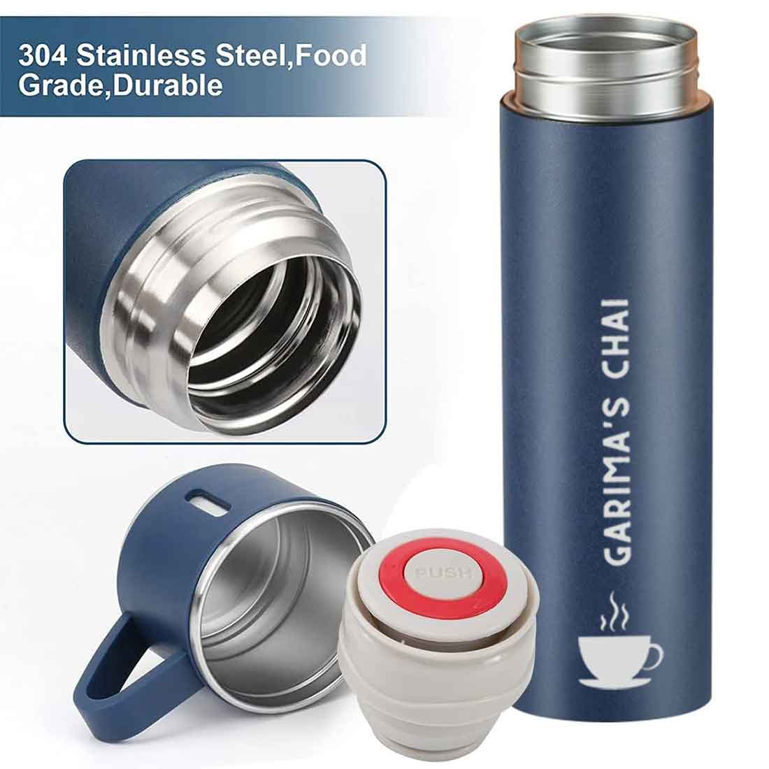 Customized Thermos Bottle With 2 Cups Gift Box Set - Add Name - Image 37