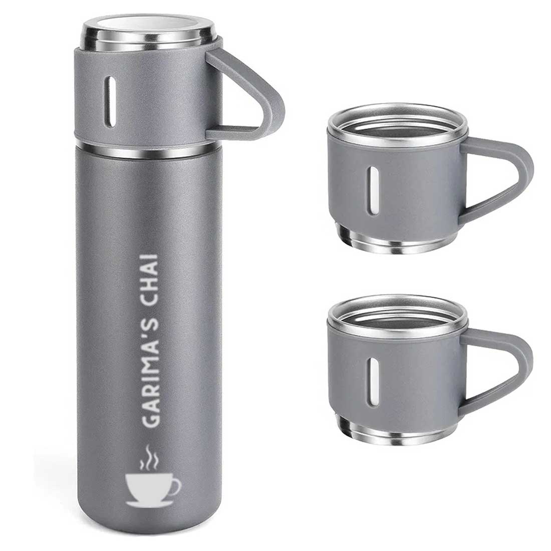 Customized Thermos Bottle With 2 Cups Gift Box Set - Add Name - Image 7
