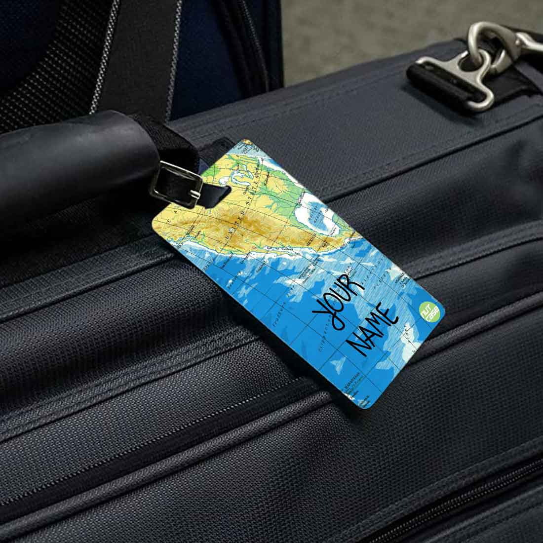 Custom Printed Luggage Tags for Bag Add Name & Address Set of 2 - Map - Image 2