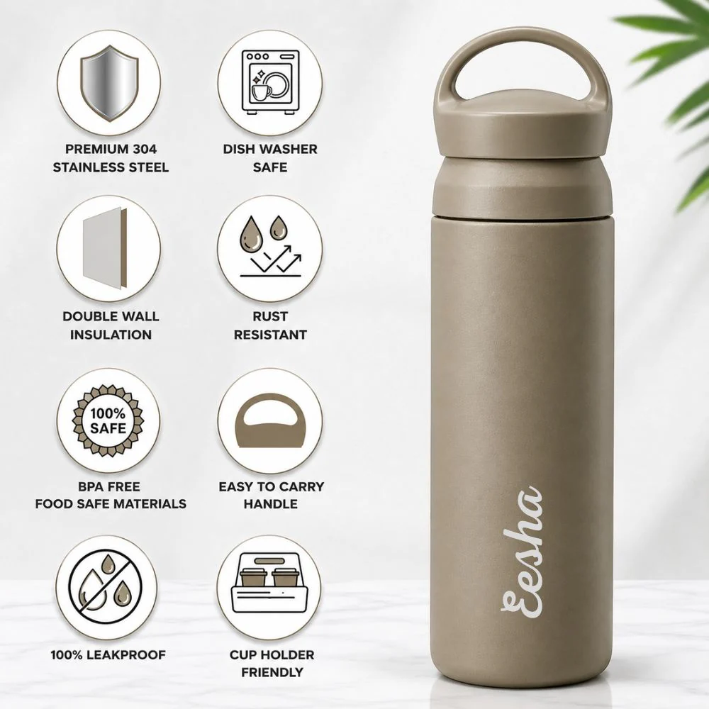 Customized Travel Water Bottle 500ml - Stainless Steel Bottle with Name - Image 3