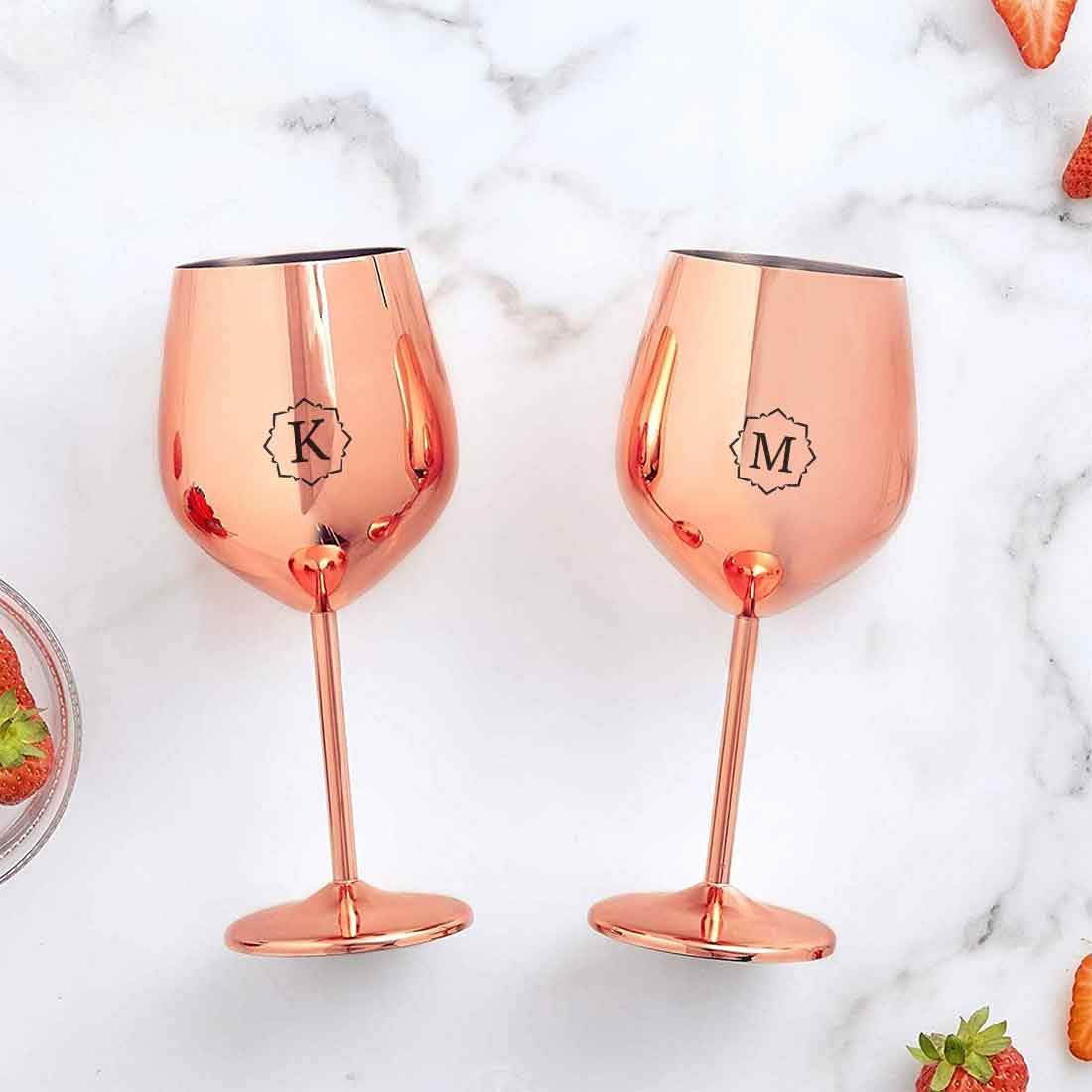 Customized Unbreakable Wine Glasses Stainless Steel Copper Finish Goblets - Image 2