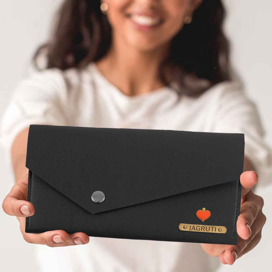 Customized Wallet for Women with Charms-Envelope Clutch with Name