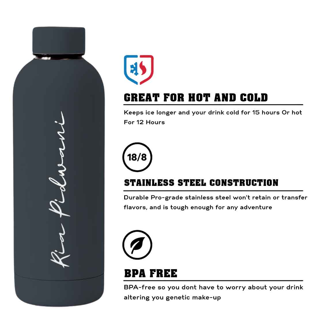 Customized Water Bottles with Names Stainless Steel Double Insulated Water Bottles for Travel Office Gym Home - BPA Free, Leakproof - Image 56