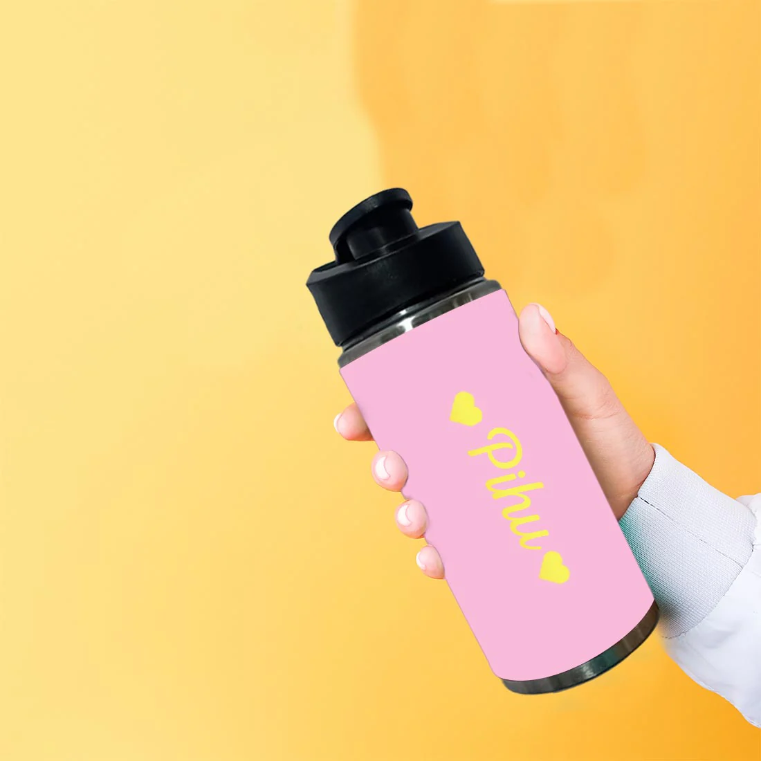 Customized Water Bottles With Names Stainless Steel PU Leather Pink Sipper Bottles For Girls - Image 10