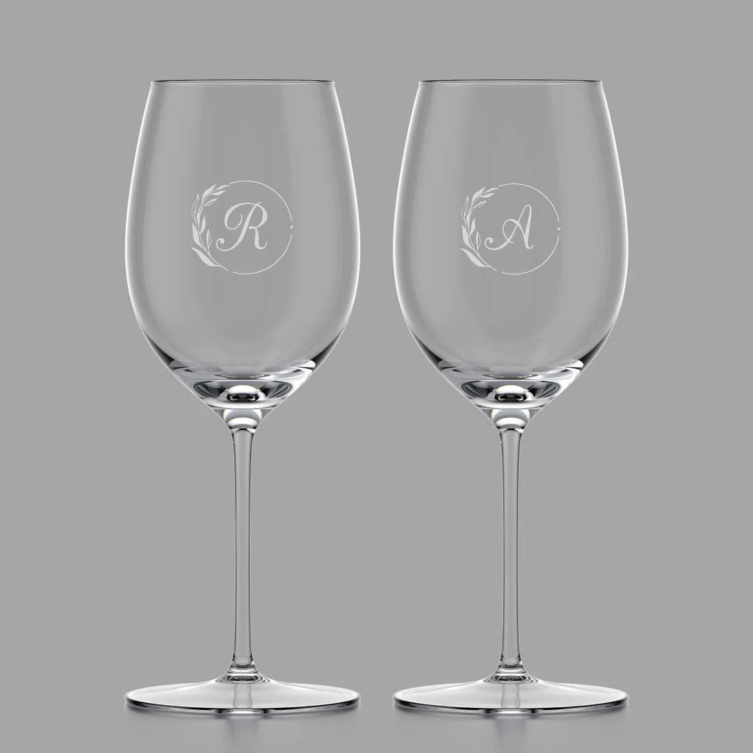 Customized Wine Glasses for Couples - Engraved Wine Glasses with Monogram - Image 5
