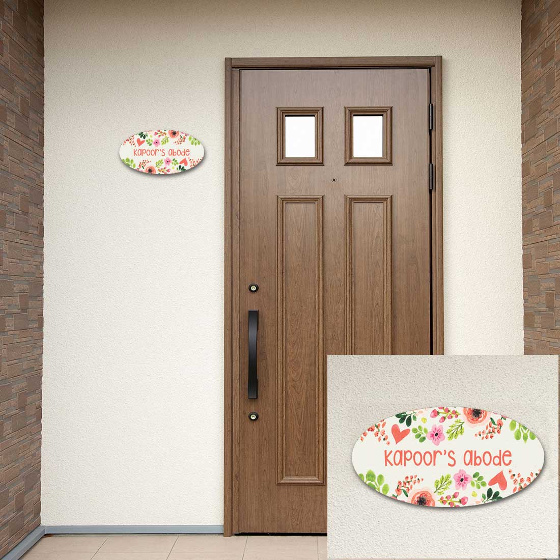 Customized Wooden Name Plate for Home Flats and Office - Flowers - Image 3