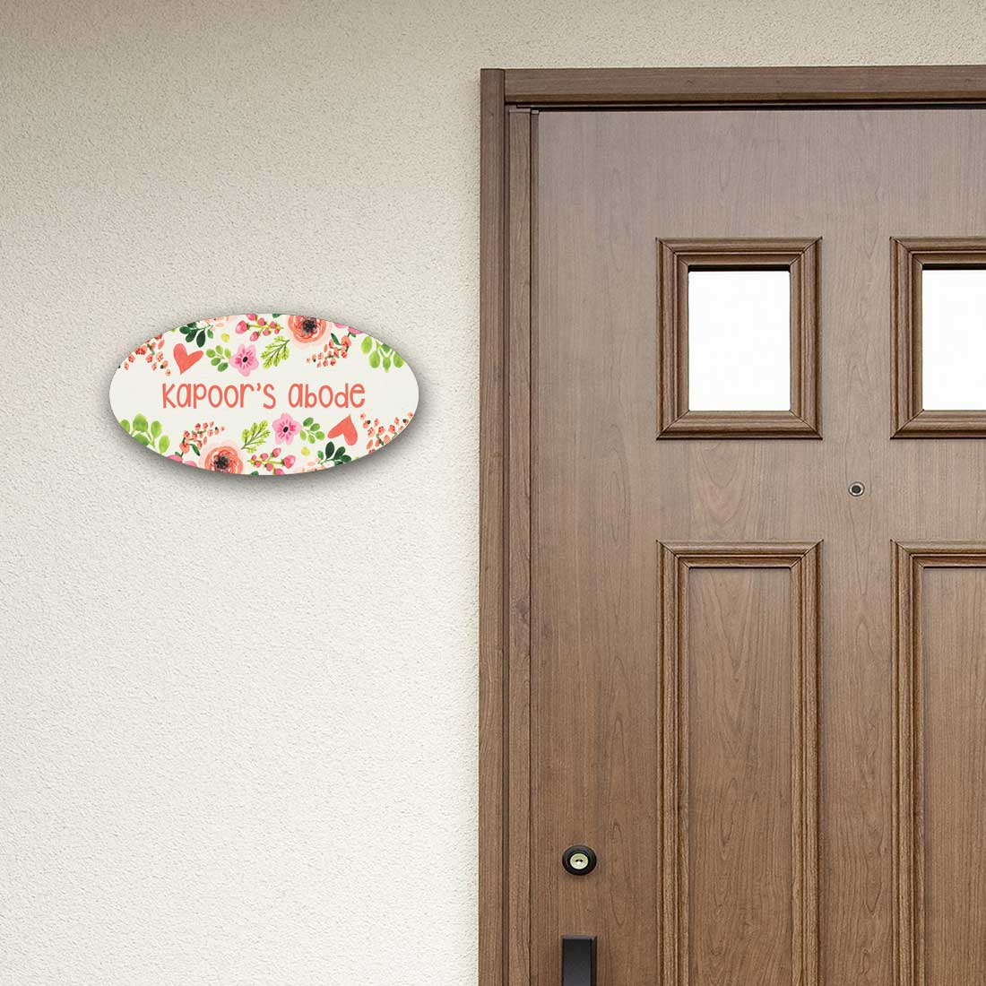 Customized Wooden Name Plate for Home Flats and Office - Flowers - Image 4