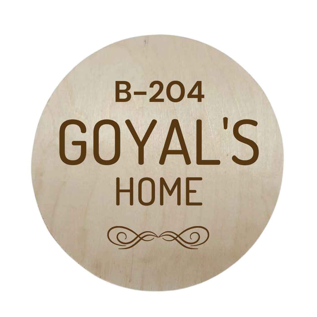 Customized Wooden Name Plates for Home Flat Bungalows-Engraved Round Name Board - Image 2