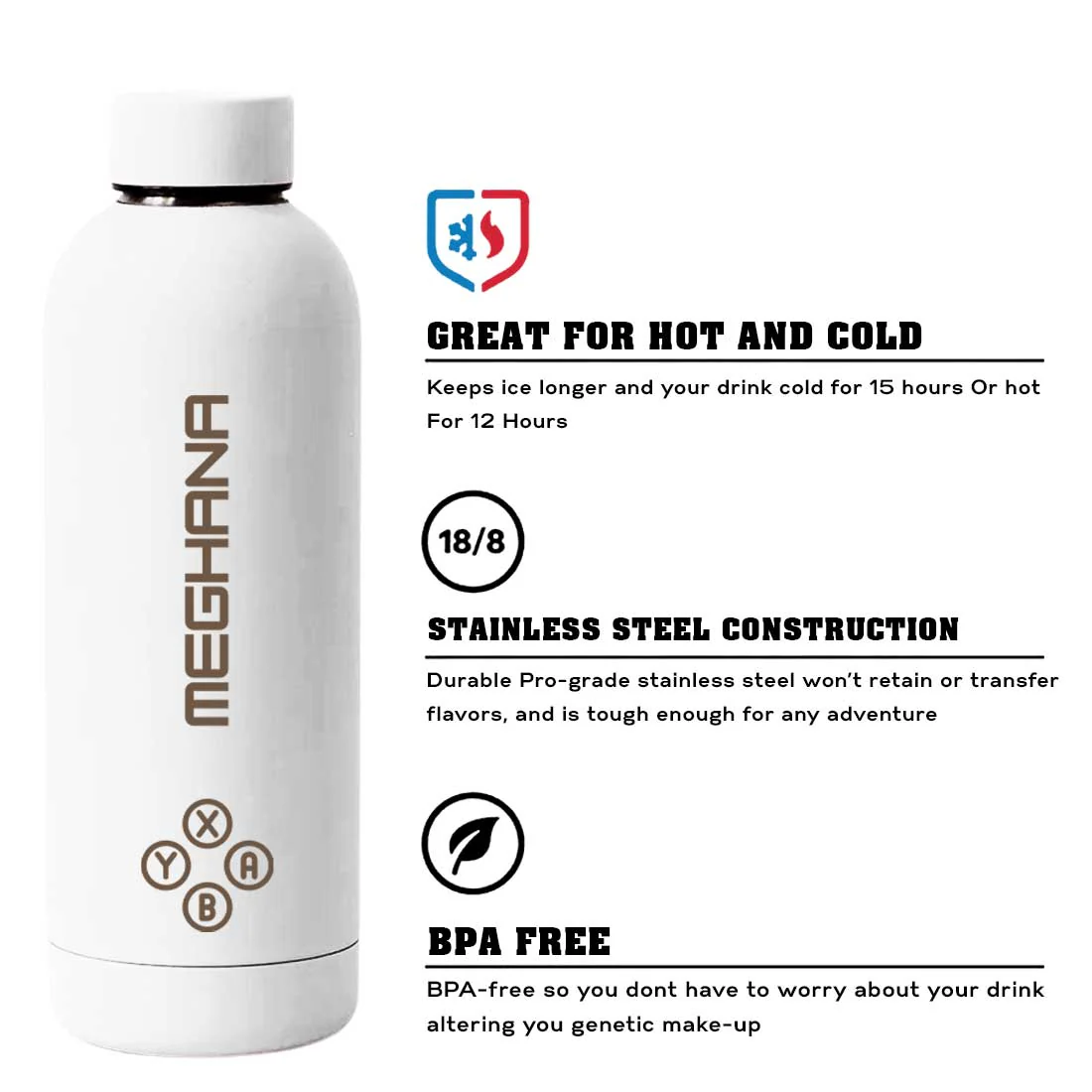 Customized Insulated Water Bottle 500ML Stainless Steel for Travel Office Gym Home - BPA Free, Leakproof - Image 36