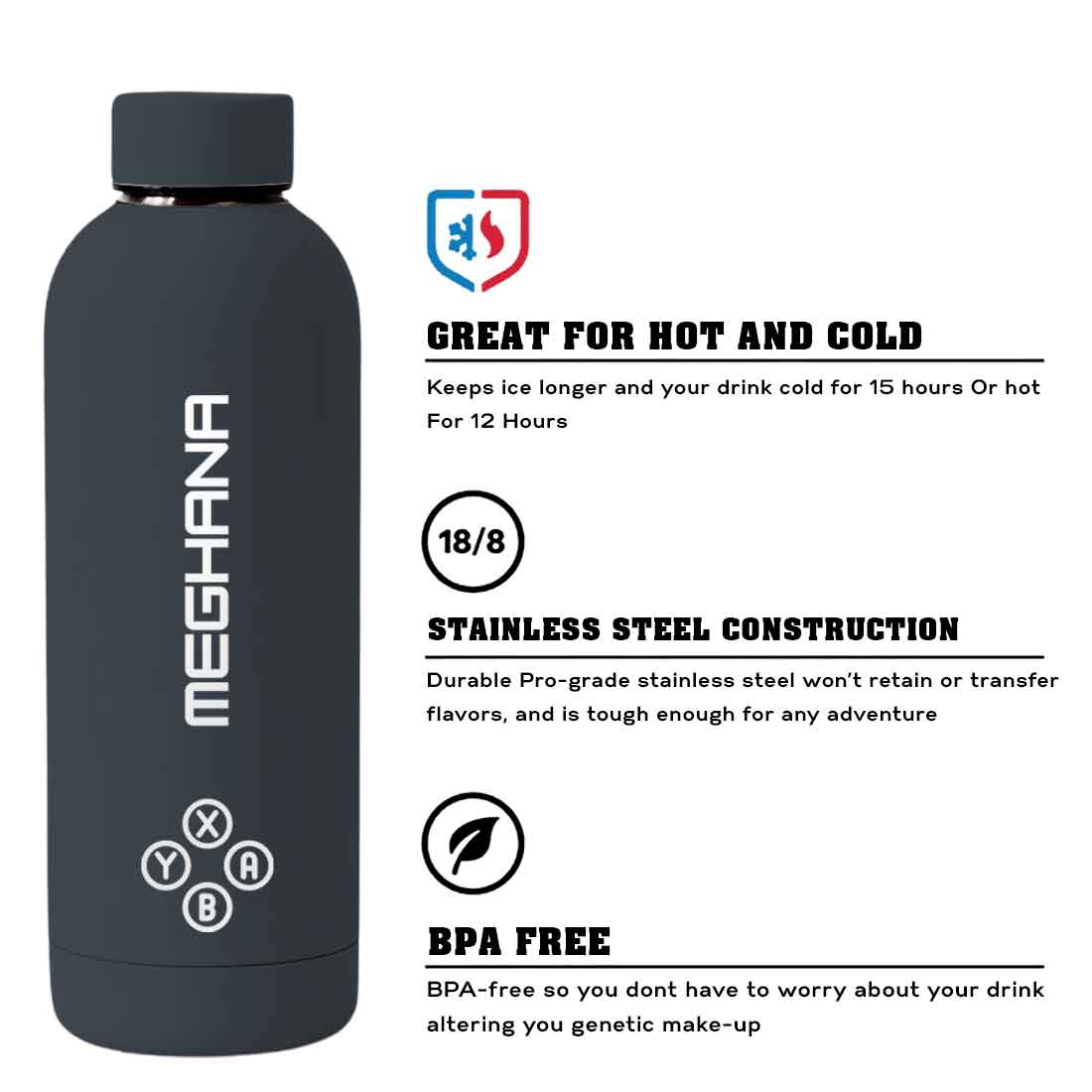 Customized Insulated Water Bottle 500ML Stainless Steel for Travel Office Gym Home - BPA Free, Leakproof - Image 51