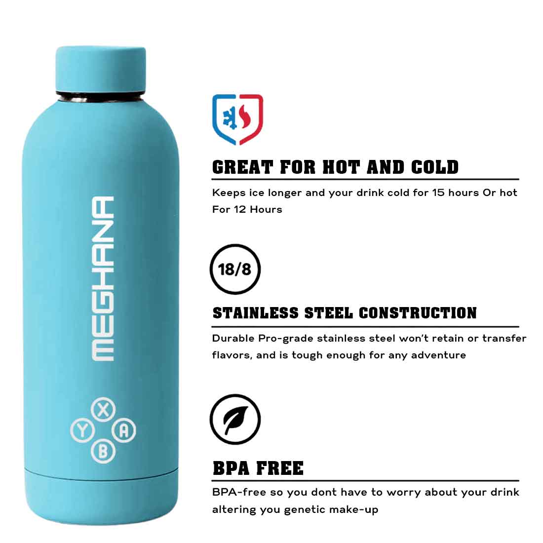 Customized Insulated Water Bottle 500ML Stainless Steel for Travel Office Gym Home - BPA Free, Leakproof - Image 56