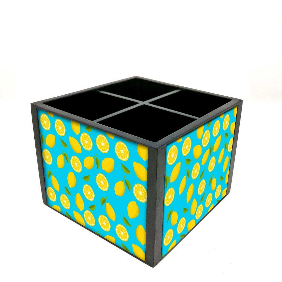 Cutlery Holder for Table for Spoons, Forks & Knives - Lime Lemon Pattern - Image 2