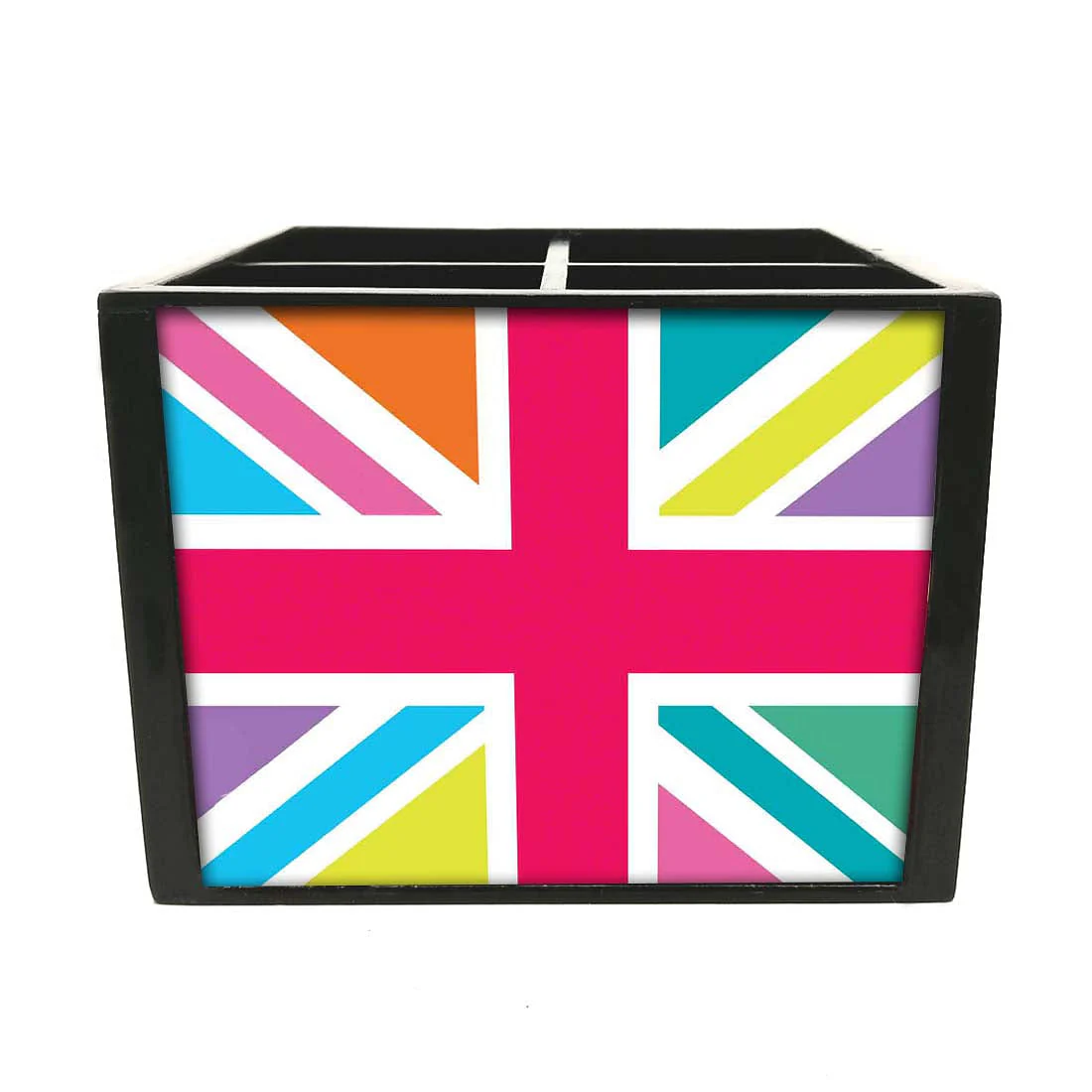 Multicolor Union Jack British Flag Cutlery Holder Stand Silverware Caddy Organizer for Spoons, Forks & Knives-Made of Pinewood - Image 3