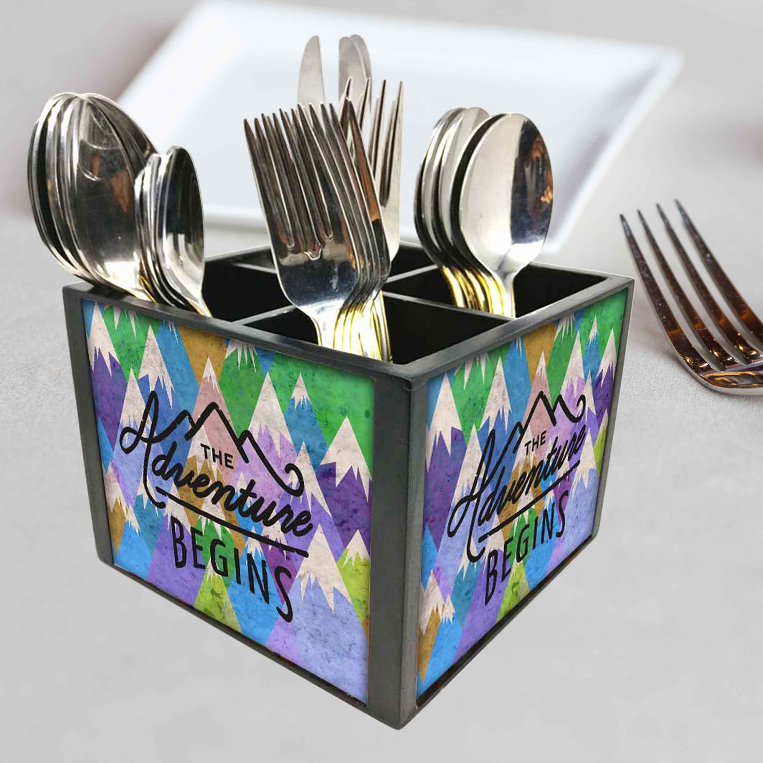 Cutlery Holder for Kitchen for Spoons, Forks & Knives-The Adventures Begins - Image 3