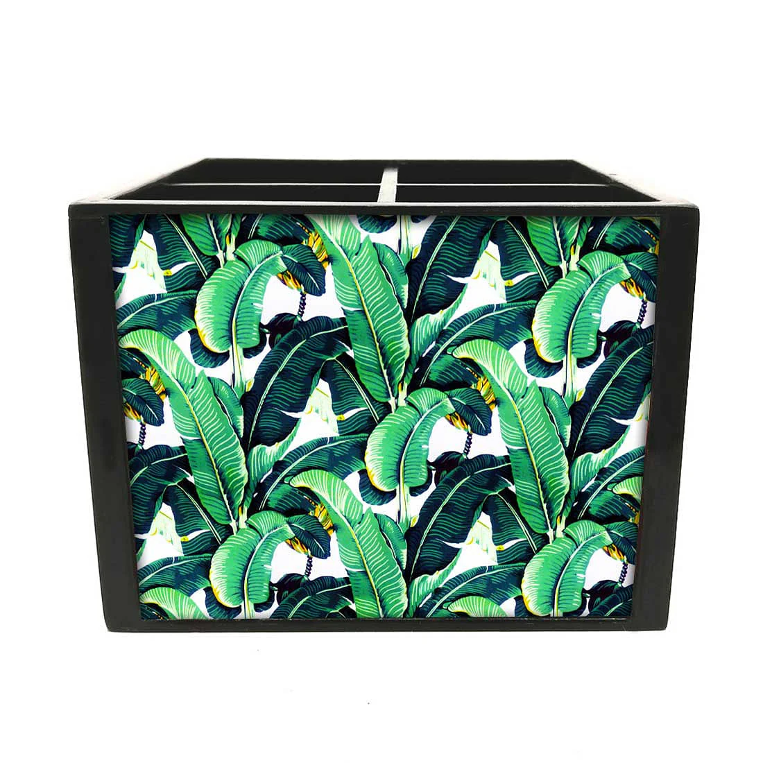 Designer Black Cutlery Holder for Spoons, Forks & Knives - Banana Leaves - Image 3
