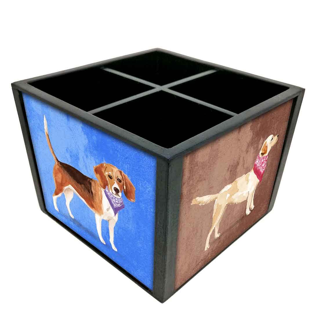 Wooden Cutlery Stand Holder for Spoon & Knives Rack - Cute Smart Dogs - Image 3