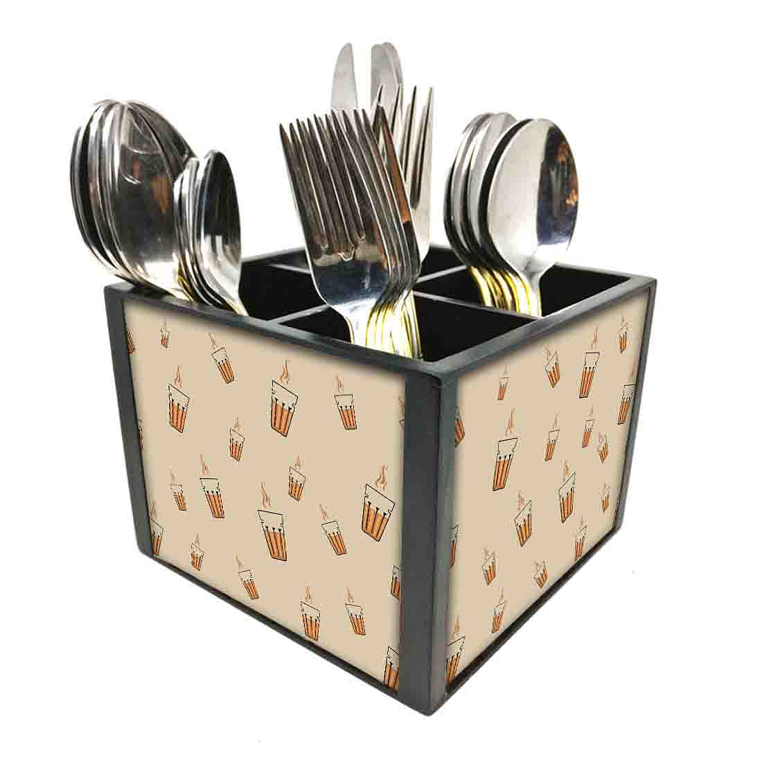 Kitchen Silverware Cutlery Holder - Cup Of Tea