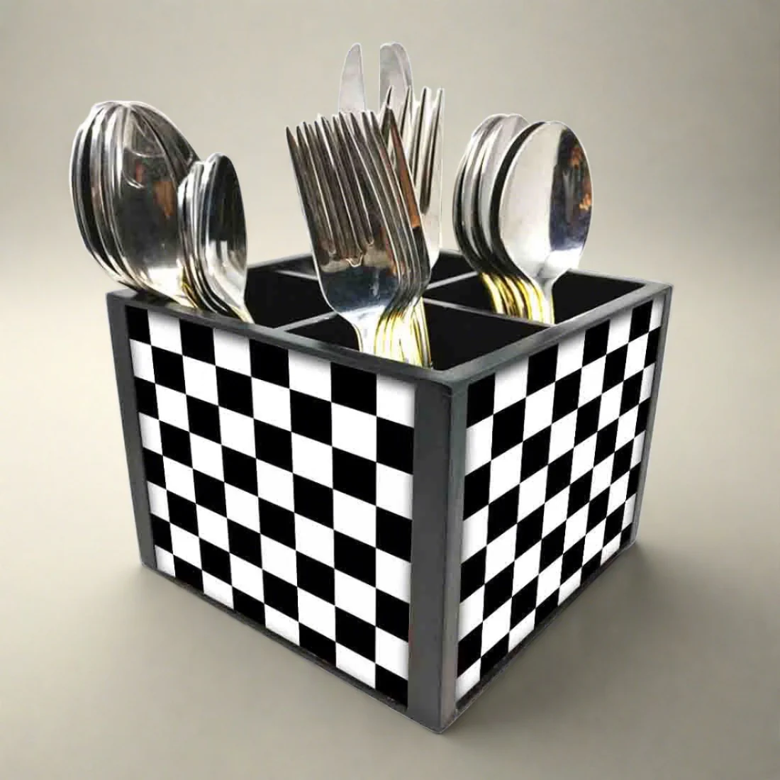 Wooden Cutlery Holder Stand - Chess Box