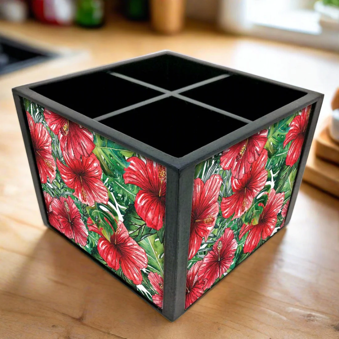Hibiscus FlowerCutlery Holder Stand Silverware Caddy Organizer - Image 2