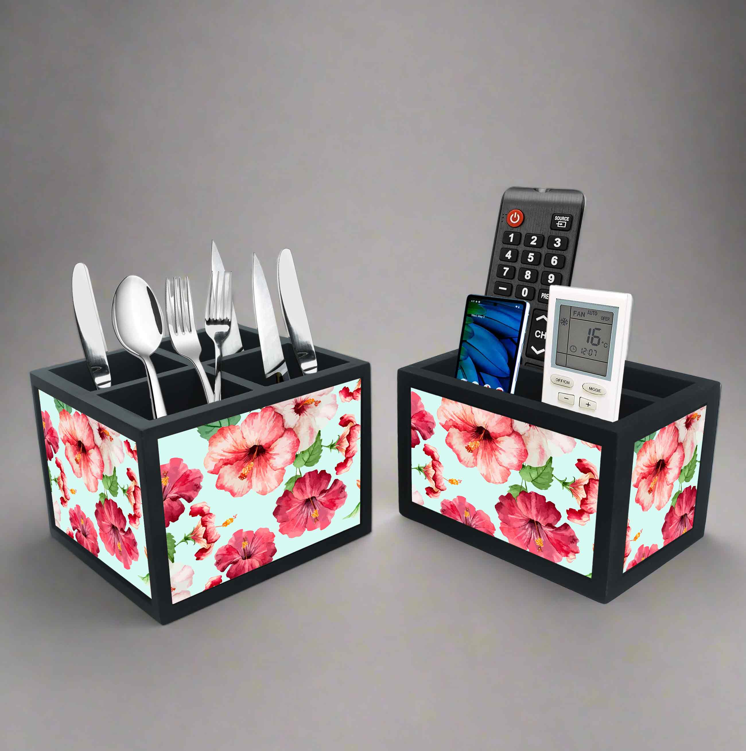 Hibiscus With White BackgroundCutlery Holder Stand Silverware Caddy Organizer - Image 2