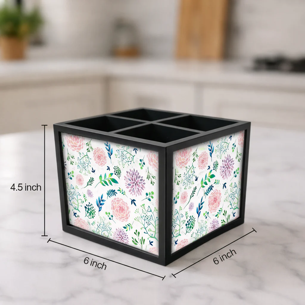 Silverware Cutlery Stand Organizer - Cute Flowers - Image 3